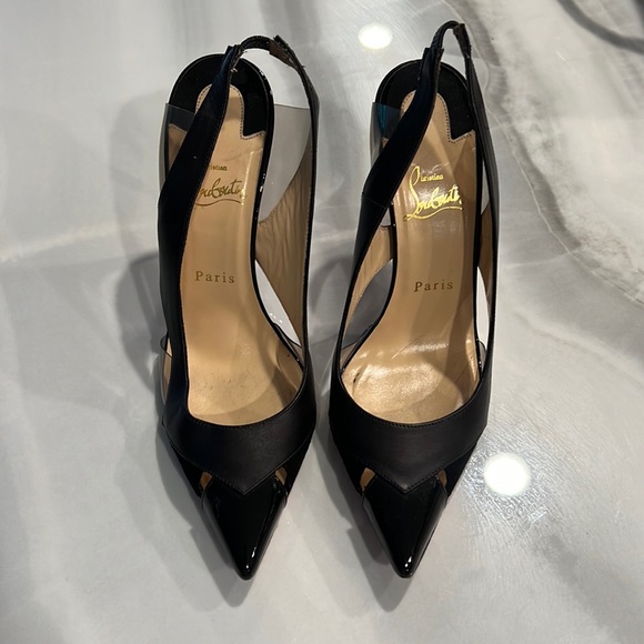 Christian Louboutin black slingback heels